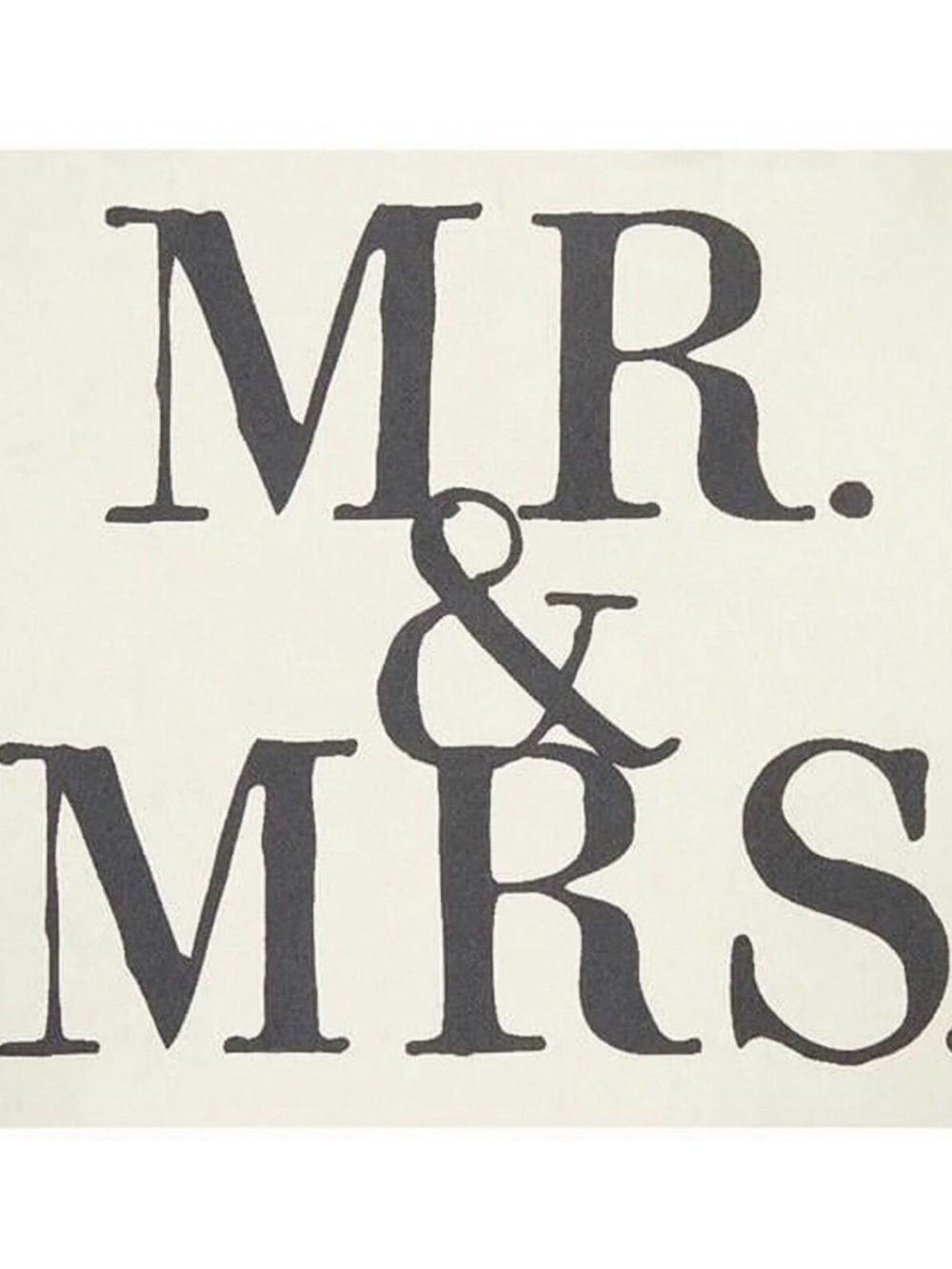 NEW Mr. & Mrs. Decorative Throw Blanket - Cream with Black Text